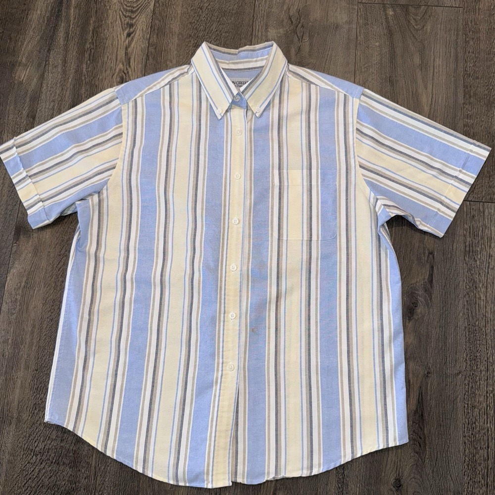 Cabin Creek Shirt Womens 12p Button Up Vertical Striped Wrinkle Free Cabincore